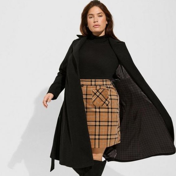 Faux Melton Tie Front Coat - Picture 1 of 7